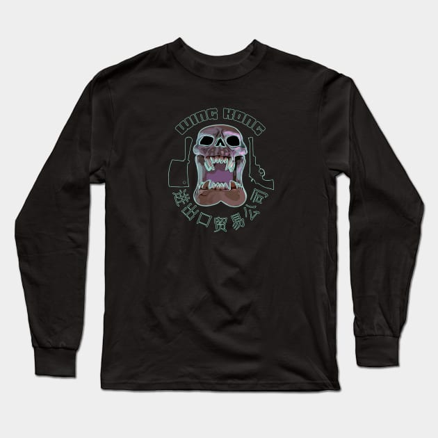 Wing Kong Neon Skull Long Sleeve T-Shirt by LordNeckbeard